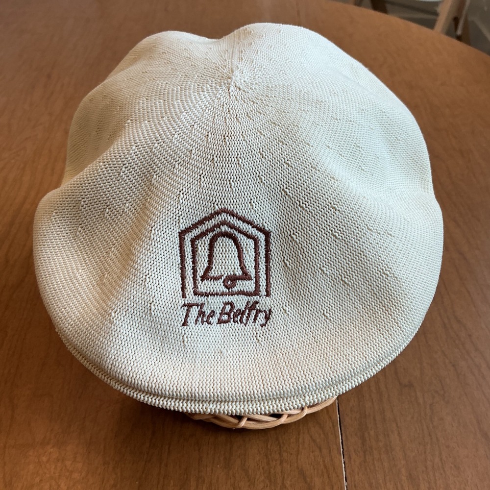 VTG Kangol The Belfry Golf Club Flat Cap Hat Sz L Cream Knit England Made Ivy